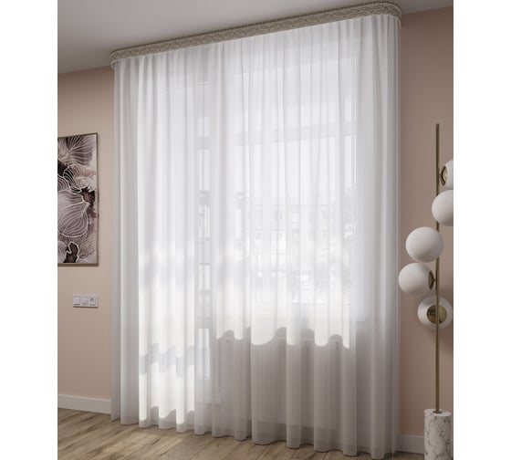 Тюль LEGRAND Вуаль шелк 300х260 см, с утяжелителем, белый ГП 58081861