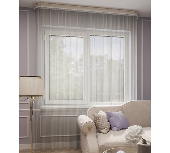 Тюль LEGRAND Грек 300х260 см, с утяжелителем, сливочный 58081946