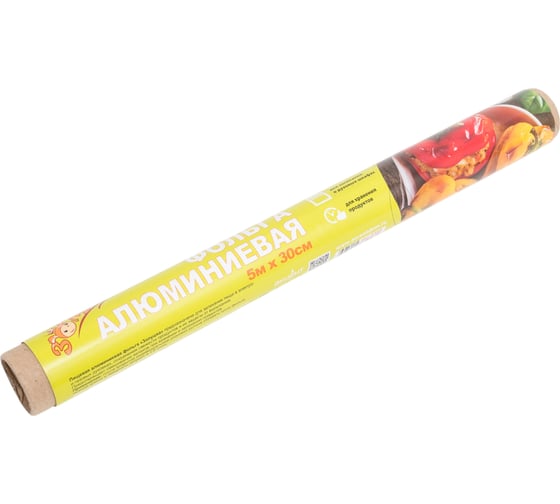 Алюминиевая пищевая фольга Золушка 5 м x 30 см в ПВХ упаковке 6460