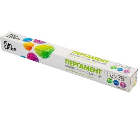 Пищевой пергамент для выпечки Fun Clean силиконизированный, 8 м, 38 см, в картонной упаковке 7578