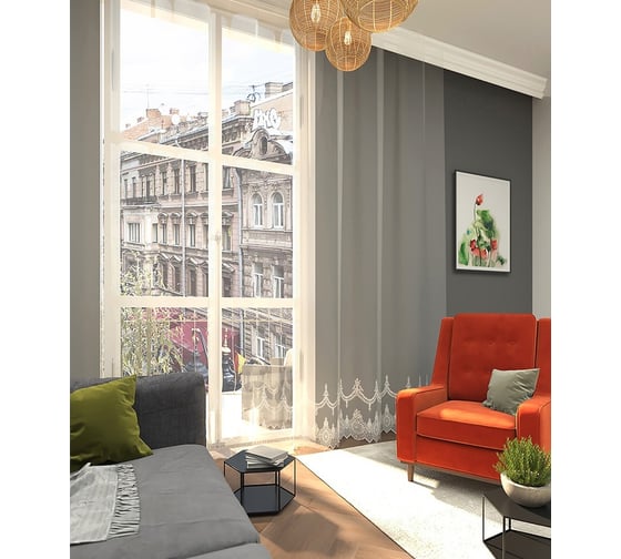 Тюль LEGRAND Лорена 500х280 см, экрю с золотом 58087920
