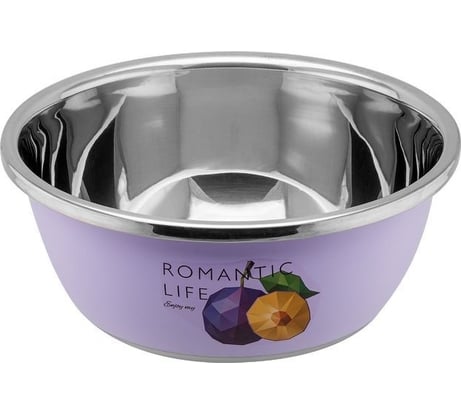 Миска для взбивания PERFECTO LINEA Romantic life из нержавеющей стали, слива, 28 см 24-012834