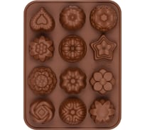 Силиконовая форма для конфет S-Chief 215x16x25 см ассорти - 12 ячеек 571379