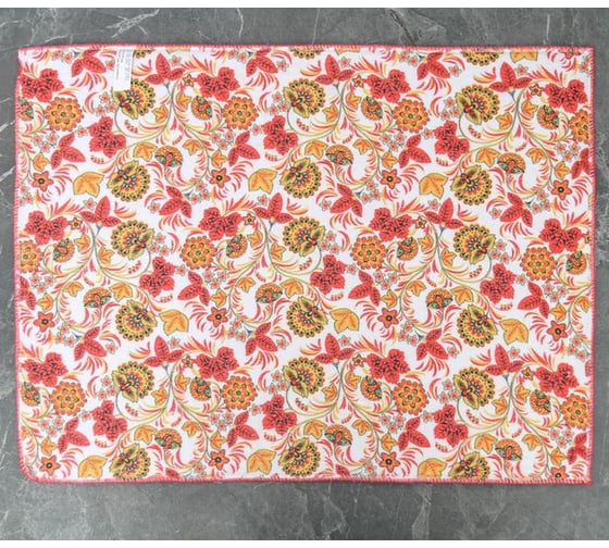 Салфетка для удаления грязи, пыли и сушки посуды Доляна 38х30 см, Хохлома, 3596940 1