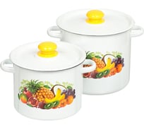 Набор эмалированной посуды СТАЛЬЭМАЛЬ №20 Эквадор белый 2 предмета крышка цилиндрическая 3.5 л, 5.5 л N20B80 ХП2100