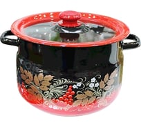 Сферическая эмалированная кастрюля СТАЛЬЭМАЛЬ 8 л красно-черная С1920.38 ТБ14546