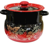 Сферическая эмалированная кастрюля СТАЛЬЭМАЛЬ 5.5 л красно-черная С1917.38 ТБ14544
