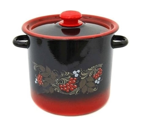 Цилиндрическая эмалированная кастрюля СТАЛЬЭМАЛЬ Розовый букет 5.5 л С-1617/4Рб ПД0955