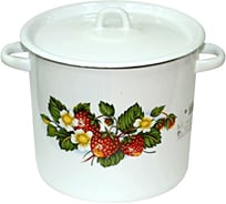 Цилиндрическая эмалированная кастрюля СТАЛЬЭМАЛЬ Клубника садовая с петлей 5.5 л С1617*59 ПС6866