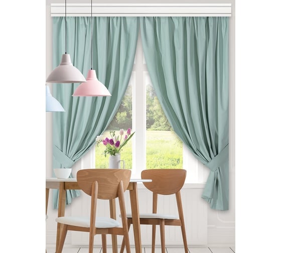 Комплект штор для кухни Altali Мята с подхватами 140x180 см, 2 шт 8-Z279/1