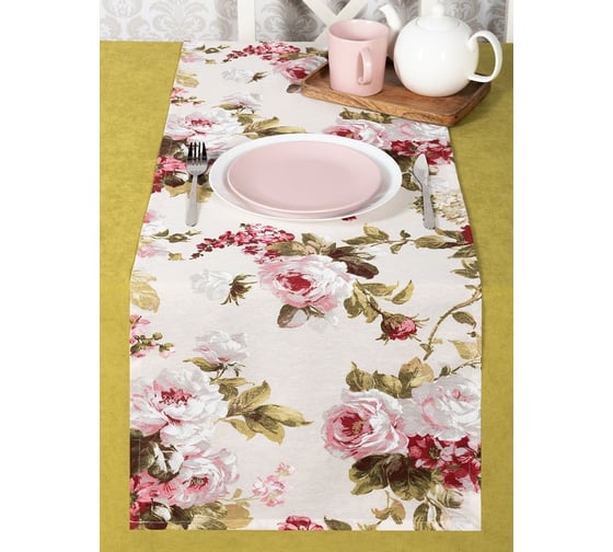 Кухонная дорожка-скатерть на стол Altali 40x140 см, коллекция Розы P798-1852/1