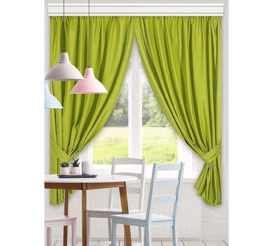 Комплект коротких штор для кухни Altali Однотон с подхватами, 140x180 см, 2 шт 308-Z140/2