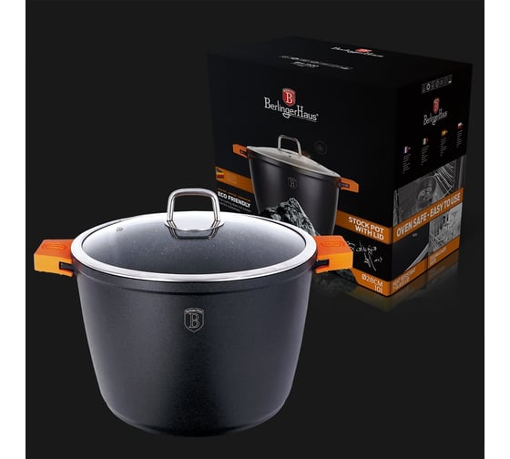 Кастрюля BerlingerHaus Granit Diamond Line с крышкой, 28 см BH-1101 1101-BH 1