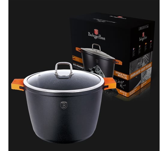 Кастрюля BerlingerHaus Granit Diamond Line с крышкой, 24 см BH-1100 1100-BH