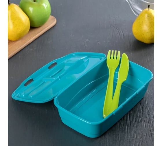 Контейнер для обеда IDEA 1л, со столовыми приборами М 1235