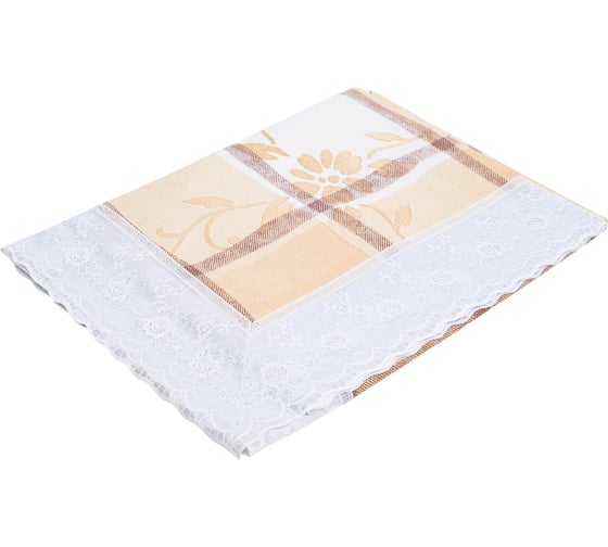 Прямоугольная скатерть Meiwa 122x152 см, белый, коричневый 7535