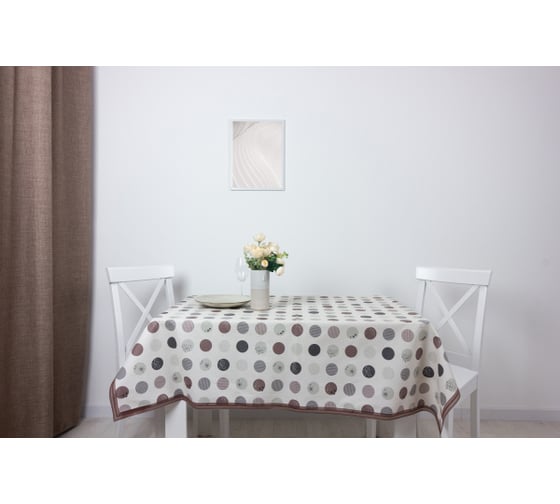 Прямоугольная скатерть Meiwa 122x152 см, белый, коричневый 7531