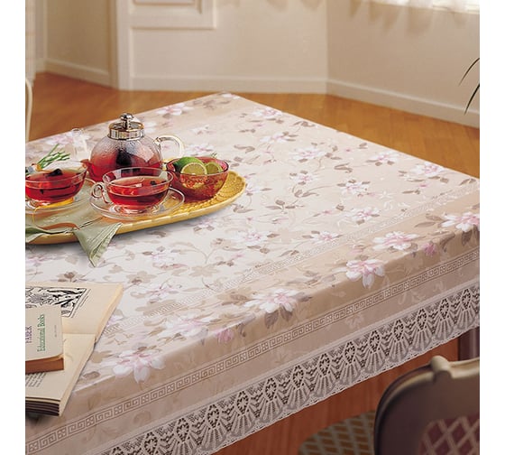 Прямоугольная скатерть Meiwa 132x178 см, белый, бежевый 5141