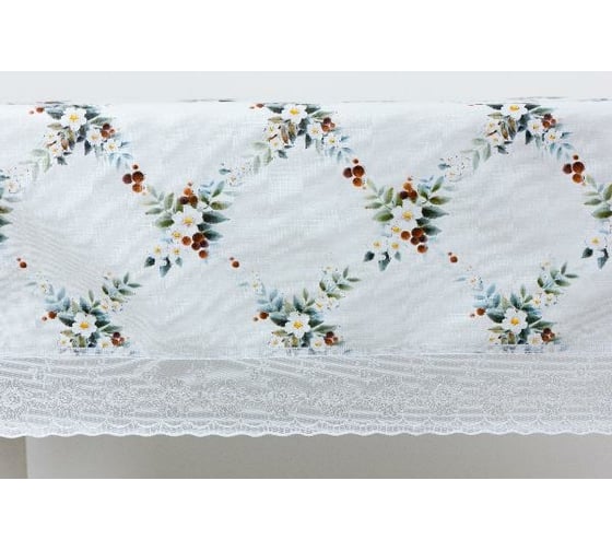 Прямоугольная скатерть Meiwa 152x228 см, белый, зеленый 7564
