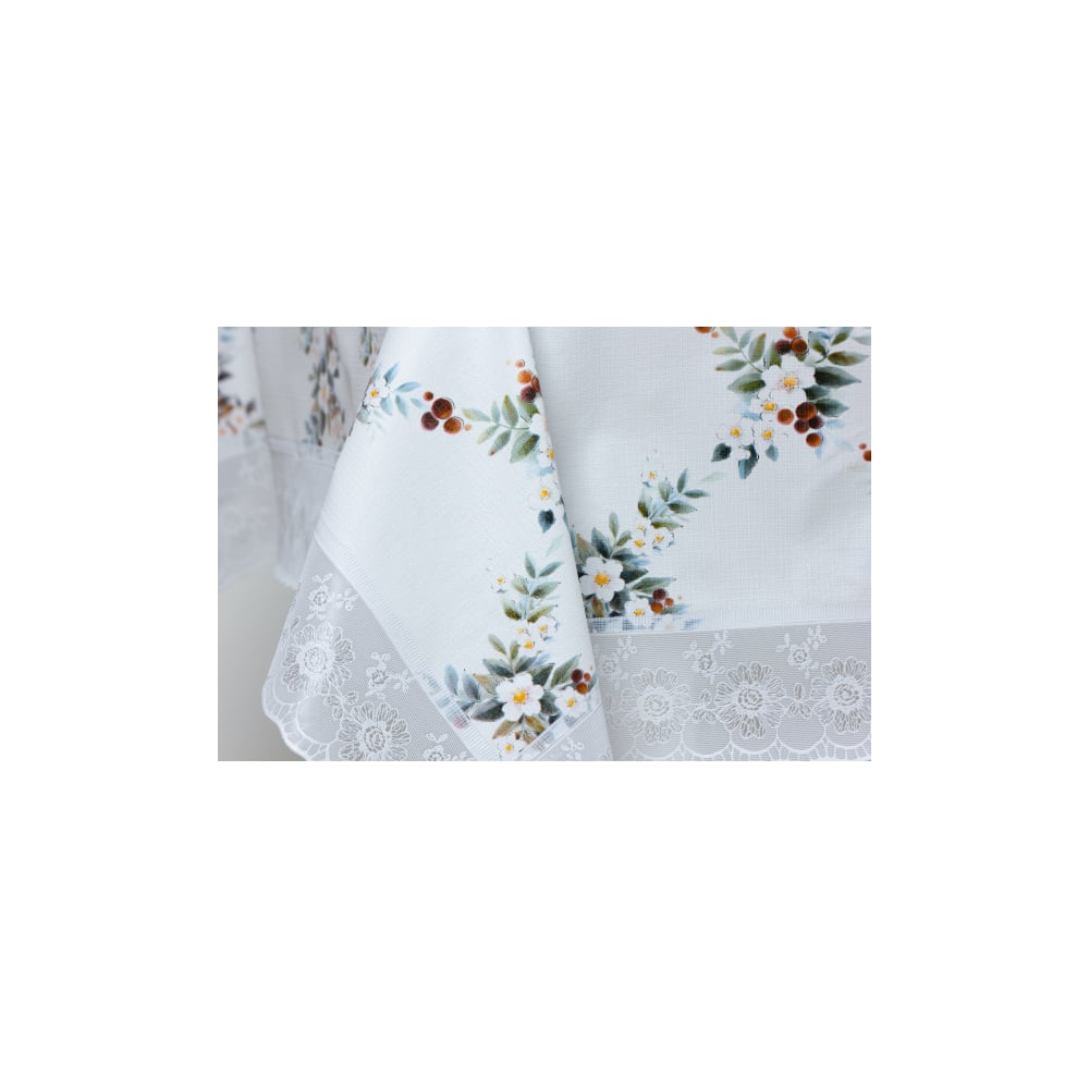 Круглая скатерть Meiwa 152 см, белый, зеленый 7556 - выгодная цена ...