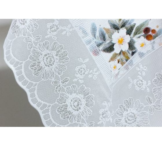 Прямоугольная скатерть Meiwa 122x152 см, белый, зеленый 7534