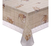 Круглая скатерть Meiwa 152 см, белый, бежевый 7558