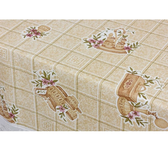 Овальная скатерть Meiwa 132x178 см, белый, бежевый 7551