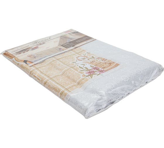 Прямоугольная скатерть Meiwa 152x228 см, белый, бежевый 7566