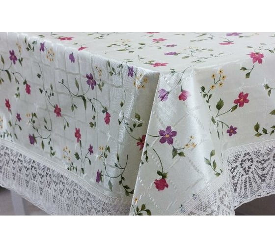 Готовая скатерть Meiwa FPLUS-167 AZ BE/PK прямоугольная 152x228 см, бежевый/розовый 5792