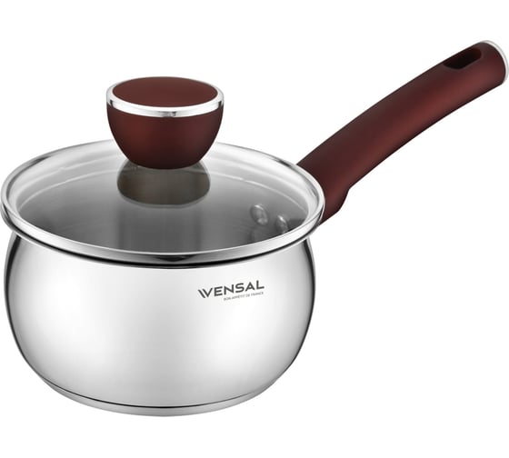 Ковш VENSAL Joli с крышкой из нержавеющей стали 1.1 л 14 см VS1542