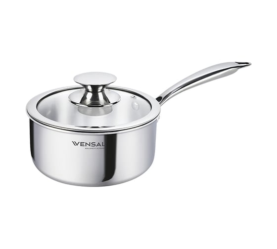 Ковш VENSAL Le Chef с крышкой трехслойный из нержавеющей стали 2.2 л 18 см VS1531