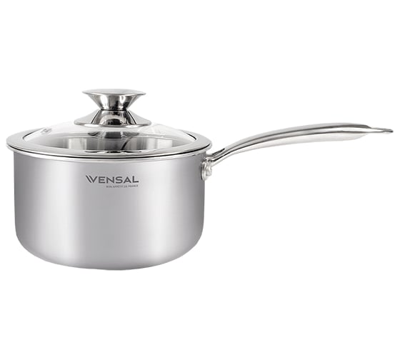 Ковш VENSAL Le Chef с крышкой трехслойный из нержавеющей стали 2.2 л 18 см VS1531