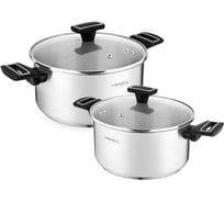 Набор VENSAL Velours noir 4 предмета из 2-х кастрюль 3 л и 5.4 л с крышками VS1504