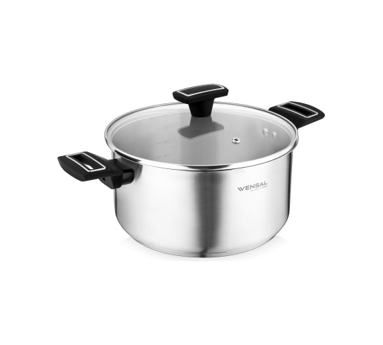 Набор VENSAL Velours noir 4 предмета из 2-х кастрюль 3 л и 5.4 л с крышками VS1504