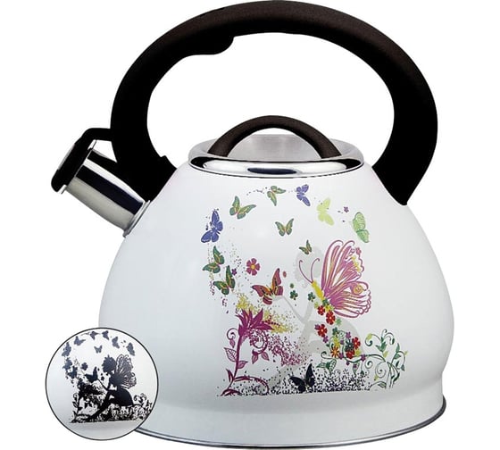 Металлический чайник Rainstahl RS\WK 7628-30 со свистком 3,0 л с декором, меняет цвет 7628-30RS\WK 1