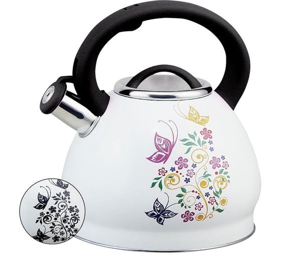 Металлический чайник Rainstahl RS\WK 7628-30 со свистком 3,0 л с декором, меняет цвет 7628-30RS\WK