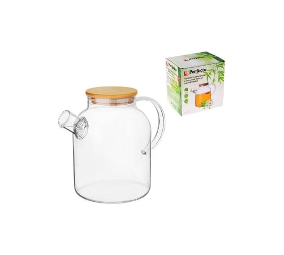 Стеклянный заварочный чайник PERFECTO LINEA Bamboo 1.6 л 38-160007 1