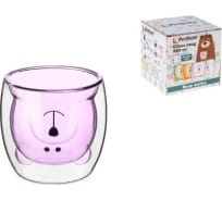 Стеклянный стакан PERFECTO LINEA серия Bear с двойными стенками, 250 мл, розовый 30-125004