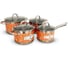 Набор кастрюль Pomi d'Oro 18 см, 20 см, 24 см и соусник 16 см с крышками P-640362 Fiore coral 1