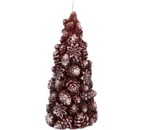 Фигурная свеча Сноубум в виде елки, 20.5x10.5 см, парафин, коричневая 396-906