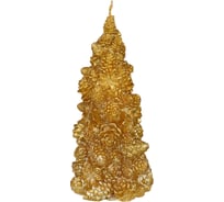 Фигурная свеча Сноубум в виде елки, 20.5x10.5 см, парафин, золотая 396-871