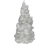Фигурная свеча Сноубум в виде елки, 16.5x9 см, парафин, серая 396-909