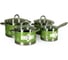 Набор кастрюль Pomi d'Oro 18 см, 20 см, 24 см и соусник 16 см с крышками P-640550 Fiore green 1