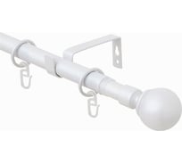 Телескопический металлический однорядный карниз для штор Arttex 160/300 см, Шар, белый А0000032122