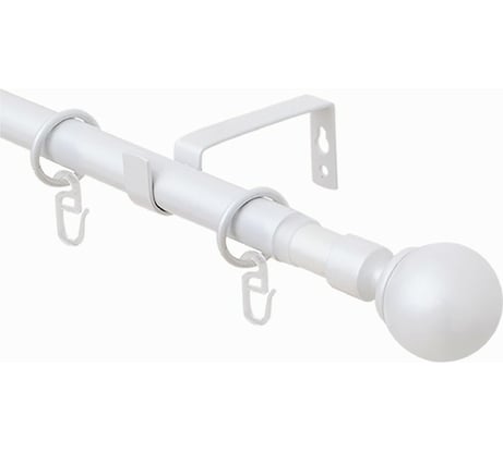 Телескопический металлический однорядный карниз для штор Arttex 160/300 см, Шар, белый А0000032122