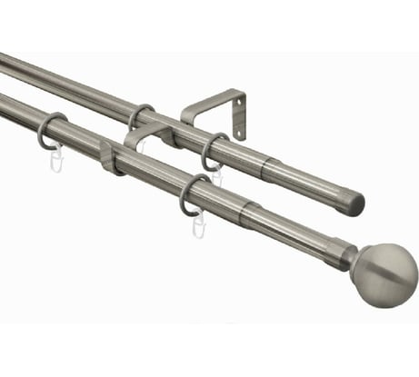 Телескопический металлический двухрядный карниз для штор Arttex 160/300 см, Шар, хром матовый А0000032114