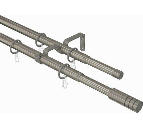 Телескопический металлический двухрядный карниз для штор Arttex 160/300 см, цилиндр, хром матовый А0000032119