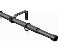 Телескопический металлический однорядный карниз для штор Arttex 300 см, заглушка, черный матовый А0000032123