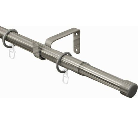 Телескопический металлический однорядный карниз для штор Arttex 300 см, заглушка, хром матовый А0000032124