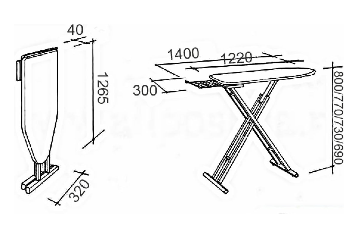 Размеры гладильной доски стандарт чертеж